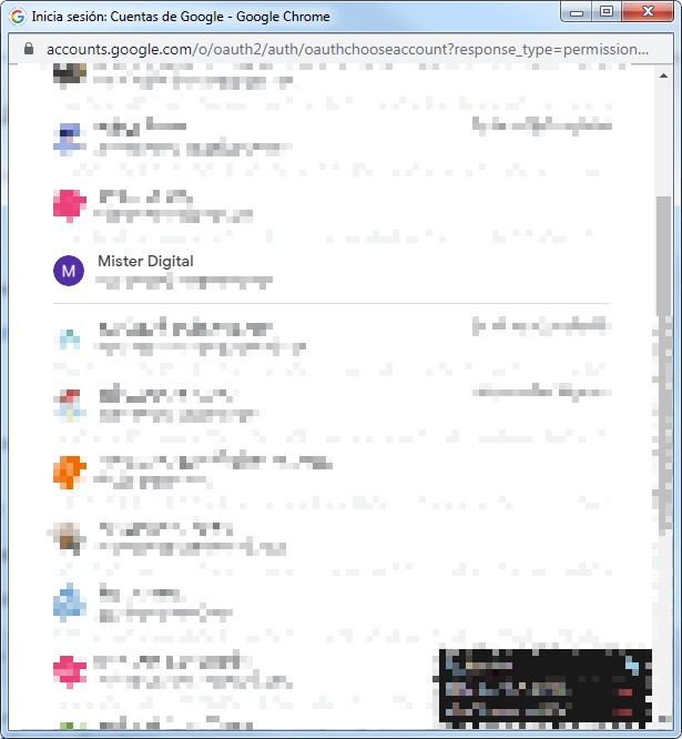 elige cuenta search console