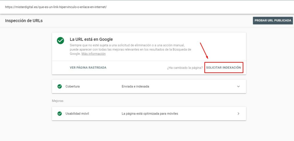 resultado inspeccionar url