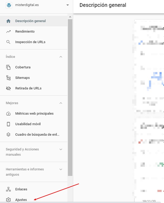 ir a ajustes search console