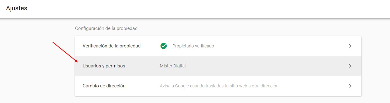ir a usuarios y permisos