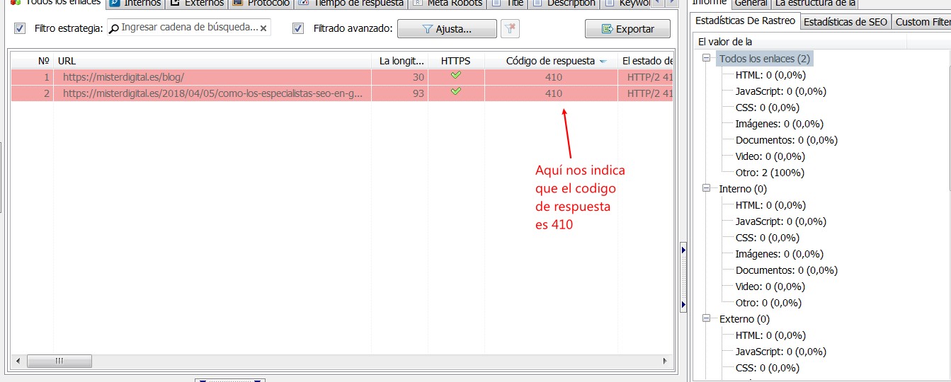 codigo de respuesta 410