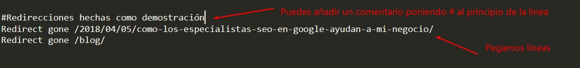 pegar lineas htaccess