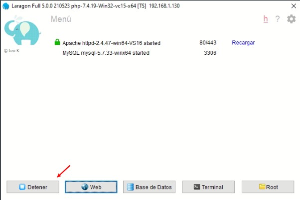 detener laragon