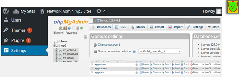 phpmayadmin wordpress