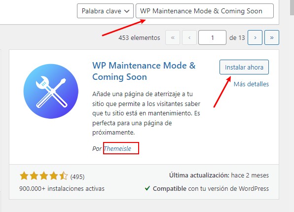 instalar wp maintenance mode