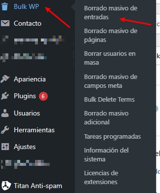 borrado masivo de entradas