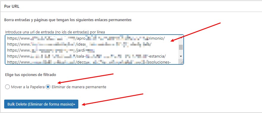 eliminar de forma masiva por url