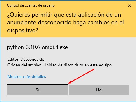 confirmación de instalación