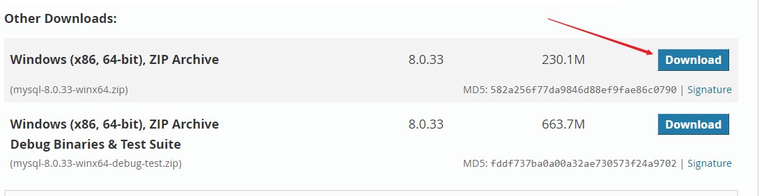 descargar mysql 8 en zip